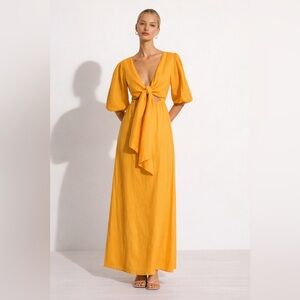Faithfull La Mia Maxi Dress Tuscan Sun Orange Women’s Size 4 Cutout Tie Front